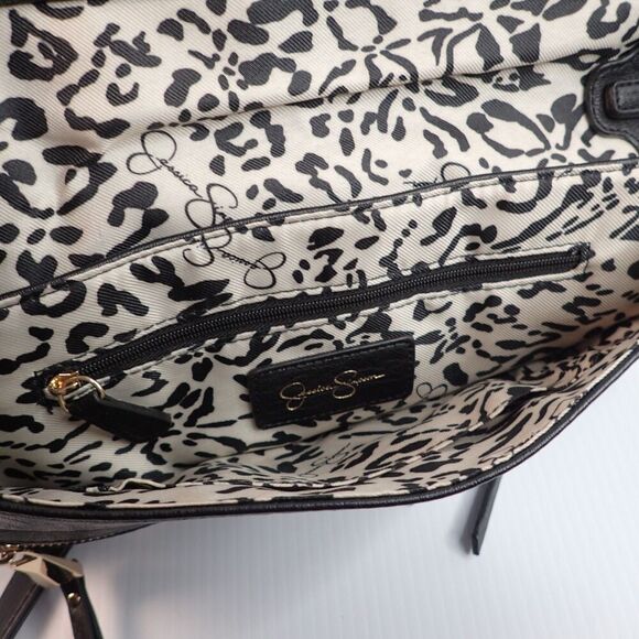 Jessica Simpson Kinsey Tassel Crossbody Purse Black & Gold - Picture 13 of 14